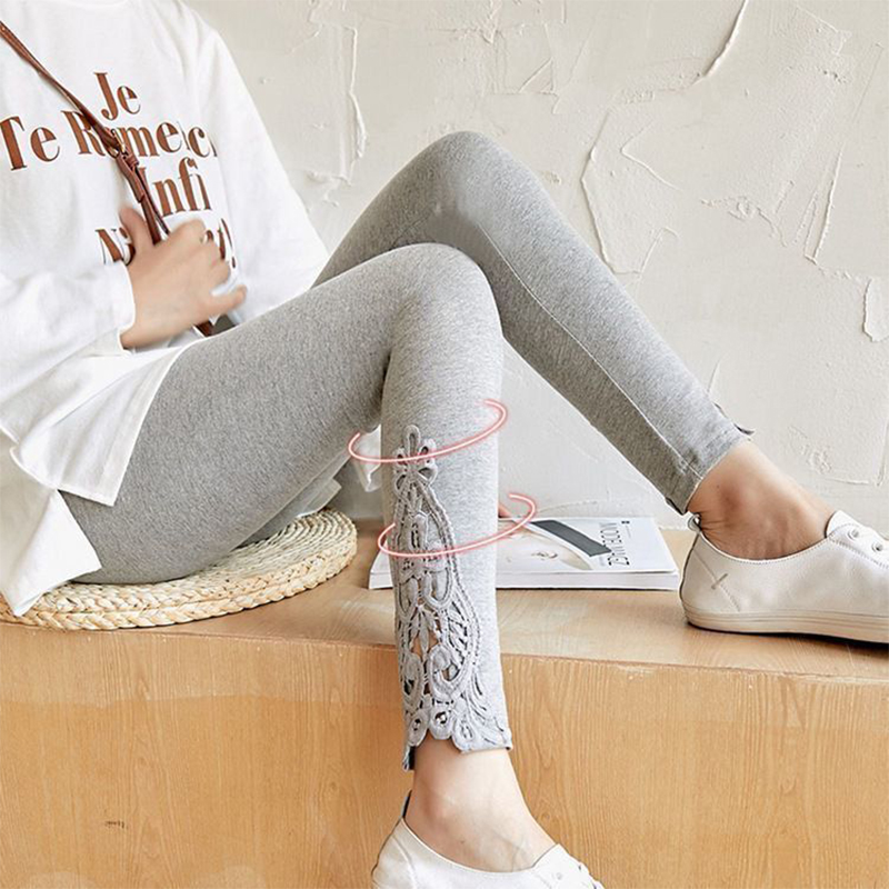 Winter Clothing On Sale - Women Fashion Solid Contrast Lace Skinny