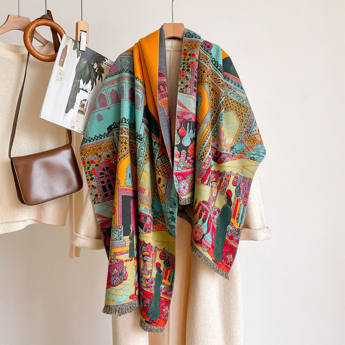 Cashmere Scarf Wrap - Women Imitation Cashmere Scarf Reversible Kerchief