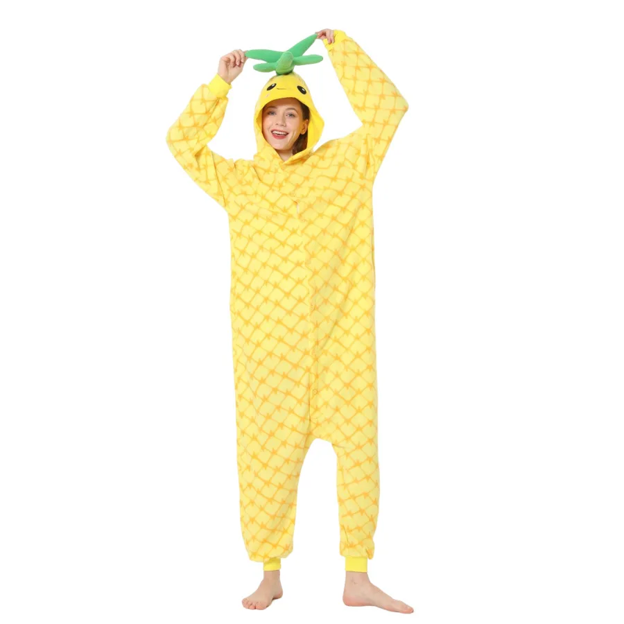 Yellow Winter Clothing - Cosplay Pineapple One-piece Hooded Pajamas Loungewear