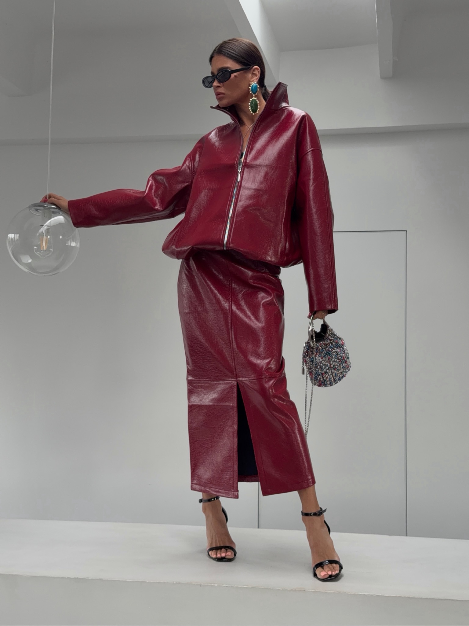 Women Shiny PU Leather 2‑Piece - огляд і ціна Winter Clothing Vintage
