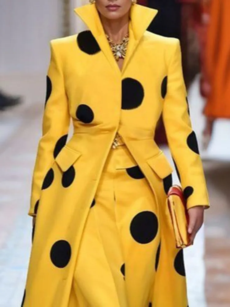 Gymystars Polka-Dot Woolen Coa - огляд і ціна Yellow Winter Clothing